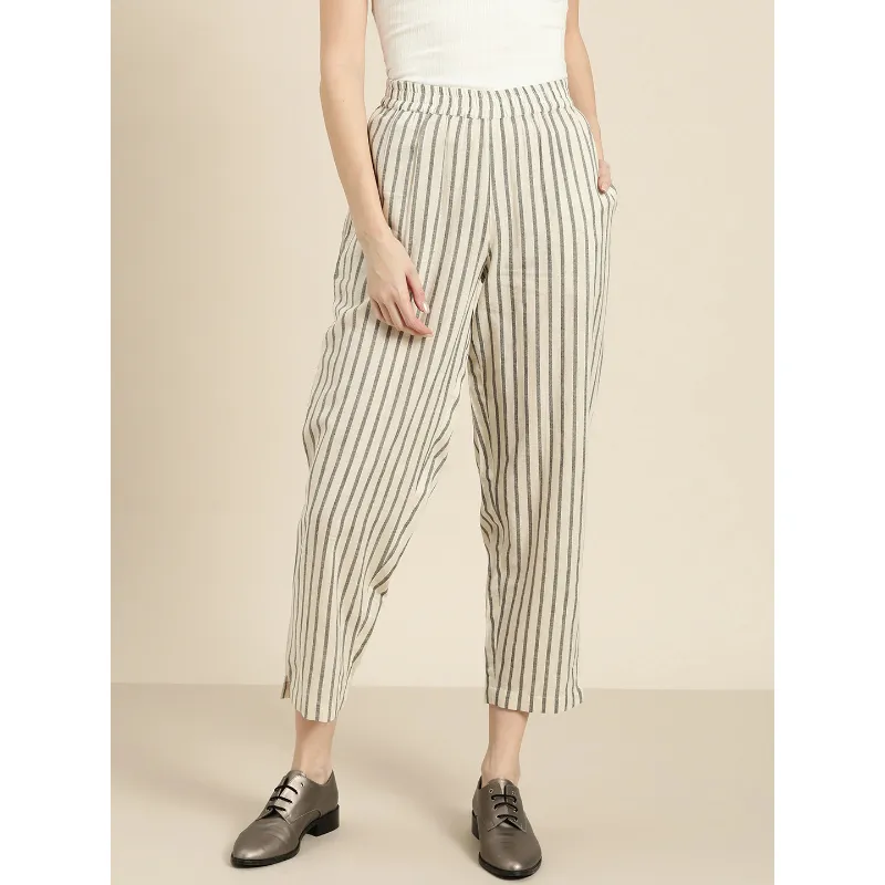 Sassafras Women's Grey Striped Pants 