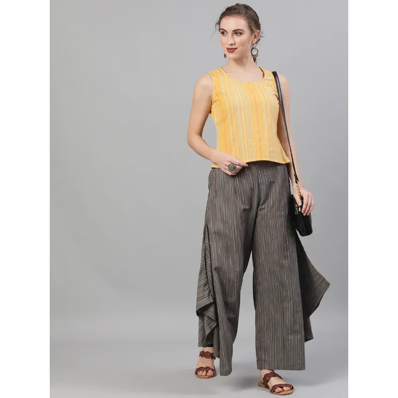 AKS Women's Grey Striped Woven Design 