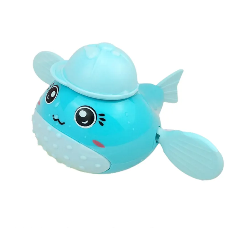 Puffer Fish Attractive Wind Up Shower Toy Blue Wholesale Tradeling