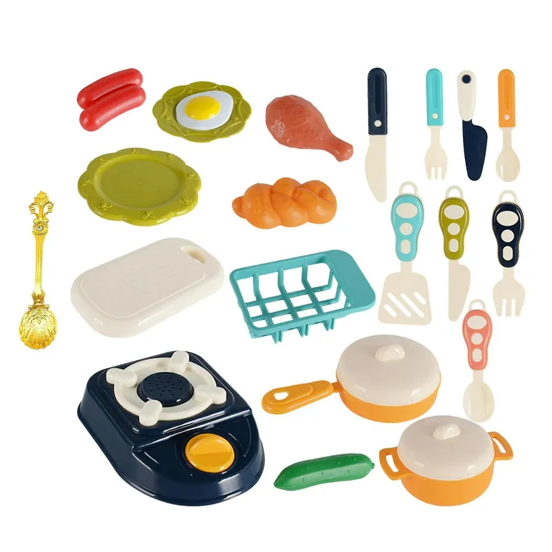 Pack Of 23 Realistic Kitchen Play Food Toy Pretend Play Set For Kids