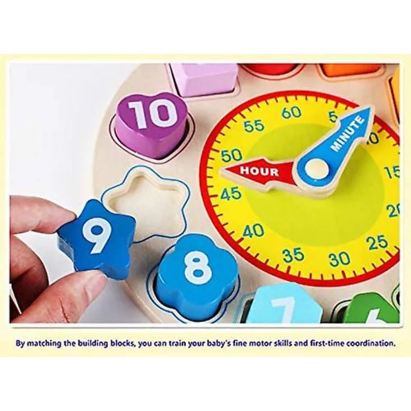 Children's Clock Learning Montessori Teaching Aids Wooden Time Digital Alarm Clock Educational
