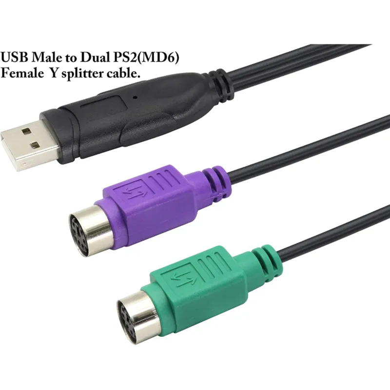 Zdycgtime Usb Male To Dual Ps2 Female Converter Splitter, Keyboard