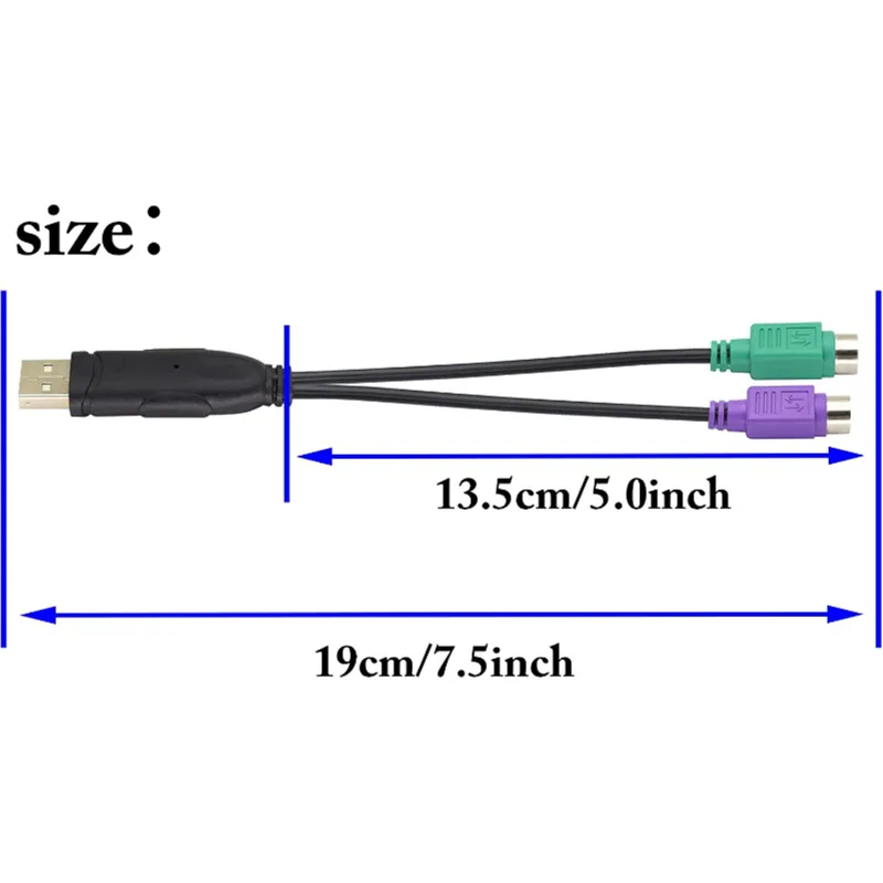 Zdycgtime Usb Male To Dual Ps2 Female Converter Splitter, Keyboard