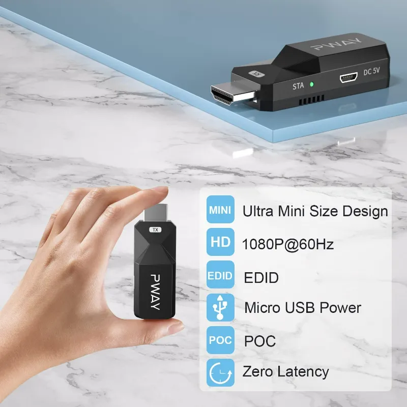 Pway Hdmi Extender 165ft Audio Video 1080p Over Cat5 Cat6 Cable Transmit Lossless