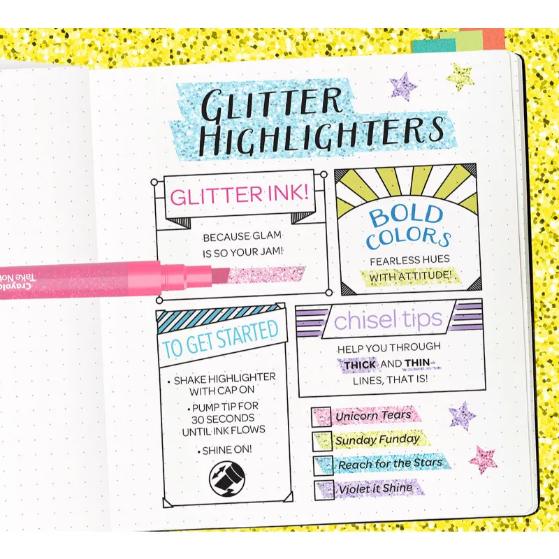 Crayola Take Note Glitter Highlighters, 4 Count Wholesale Tradeling