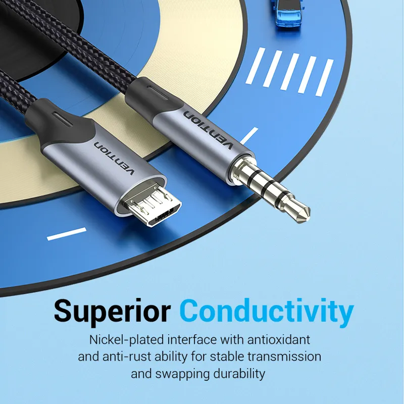 Vention Micro Usb Male To Trrs 3.5mm Male Audio Cable 2m Black - Bdgbh 2m