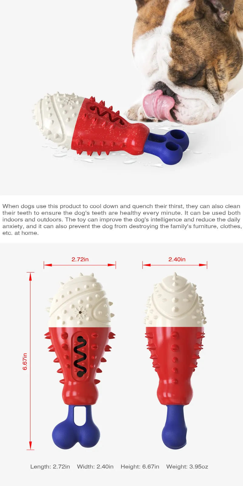 Morndew Dog Molar Stick Toy Chicken Leg Shape Blue Red Wholesale