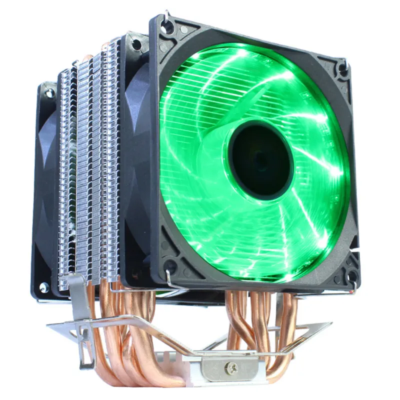 Six Copper Tube Heat Conduction 3 Wire Dual Fan Green Light Cpu