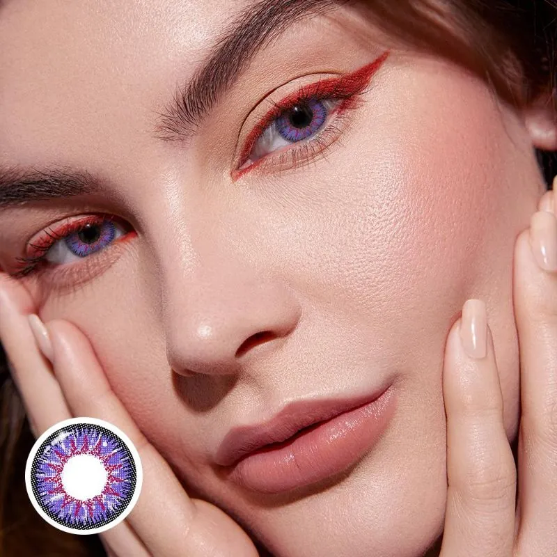 Ojotrend 1Pair Colored Contact Lens Vika Tricolor Halloween Eyes