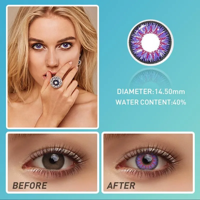 Ojotrend 1Pair Colored Contact Lens Vika Tricolor Halloween Eyes