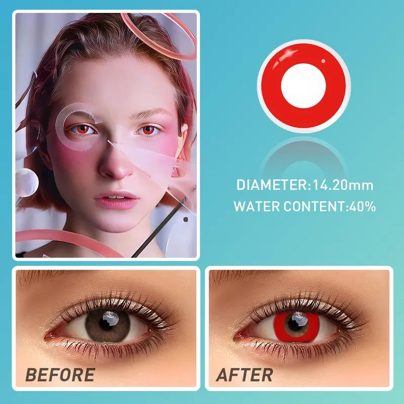 Ojotrend 1Pair Colored Contact Lens Block Halloween Eyes Cosplay