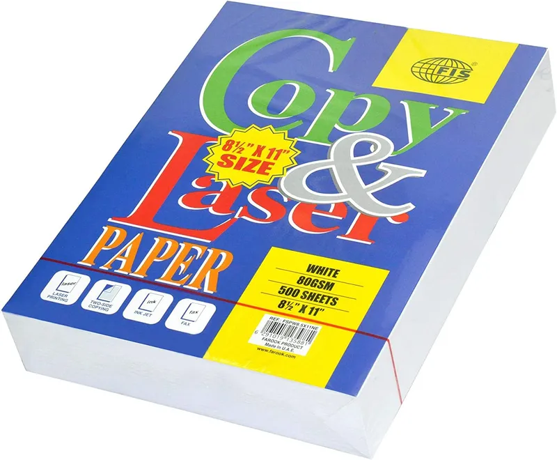 FIS Copy & Laser Photocopy Paper, 500 Sheets, 80 gsm, 8.5 x 11 Inch
