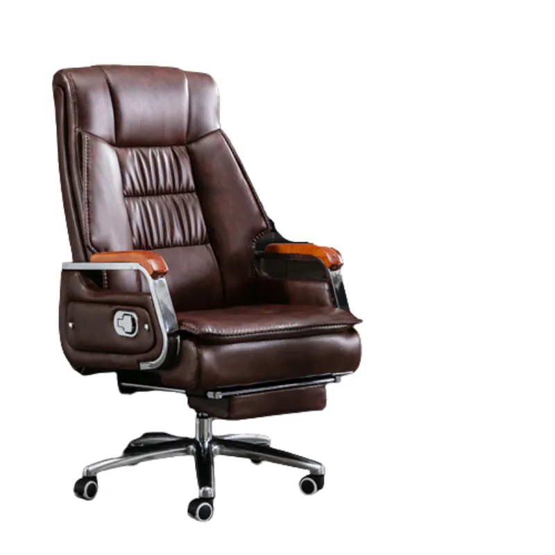 Swivel Chair Back Chair Leather Brown Office Seat 66x56x122cm
