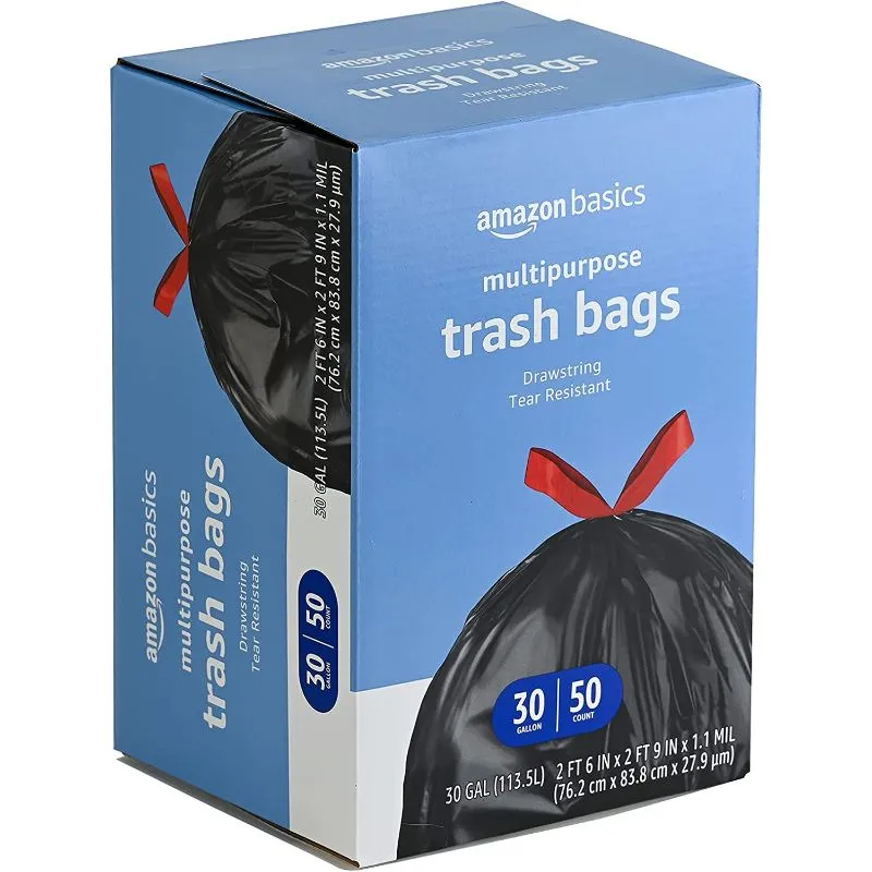 Strong Multipurpose Drawstring Trash Bags, 30 gal, 1.1 mil, 30 x