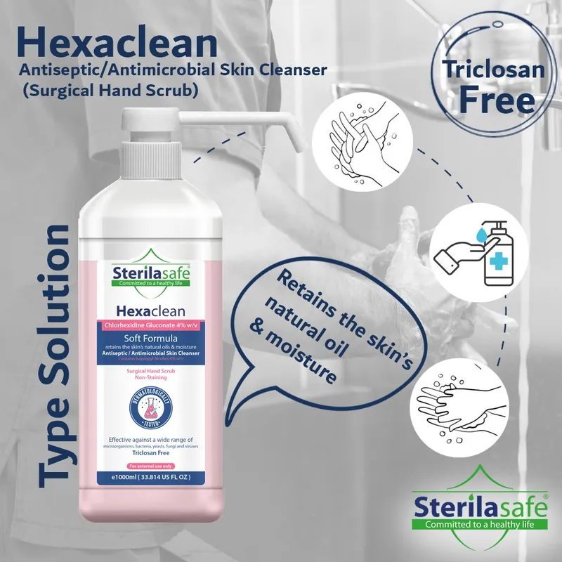 Sterilasafe Hexaclean, Antiseptic, Antibacterial Skin Cleanser