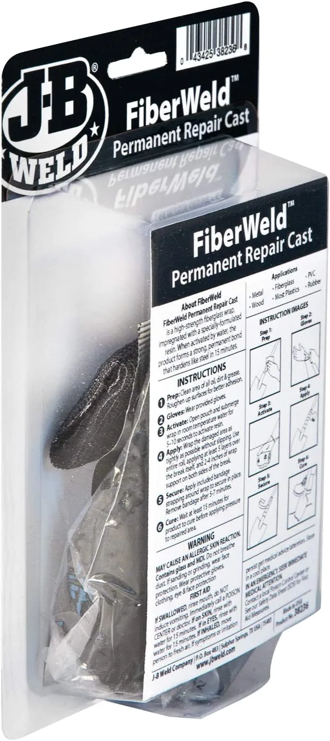 JB Weld Fiber Weld Permanent Repair Cast 2" X 36" Fiberglass Wrap P